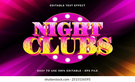 night clubs gradient text style effect template, 3D glow light editable text effect