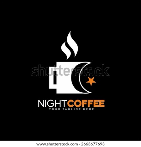 Night coffee cafe logo design.