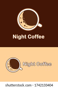 night coffee logo combination of the shape of the moon and a cup of coffee suitable for coffee shop companies and cafes