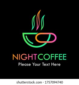 Night coffee logo design template illustration. this is suitable for bar, cafe, resto, branding etc
