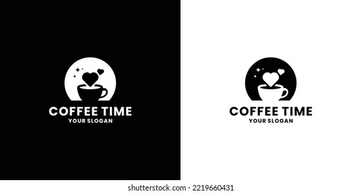 night coffee, coffee time logo design. coffee love and moon combine