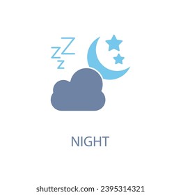 Night concept line icon. Simple element illustration. Night concept outline symbol design.