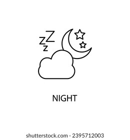 Icono de línea de concepto nocturno. Ilustración de elemento simple. Diseño de símbolos de contorno nocturno.