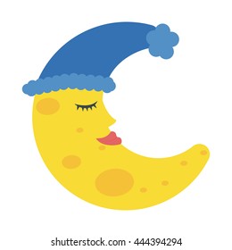 Night concept represented by moon cartoon icon. isolated and flat illustration 