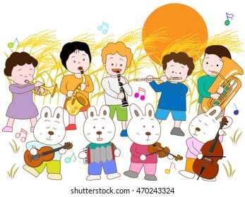 The night concert of the full moon of children and rabbits.