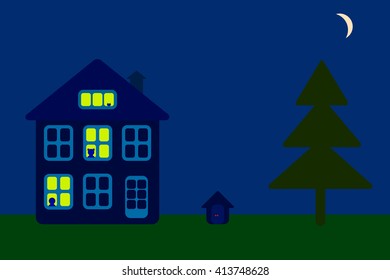 Night country landscape