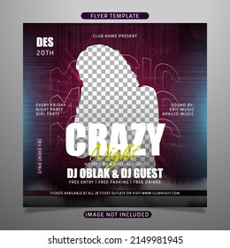 Night crazy party club flyer template