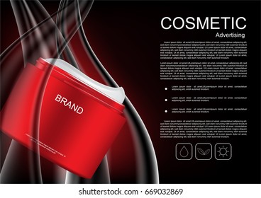 Night cream with abstract lines and template with small icons