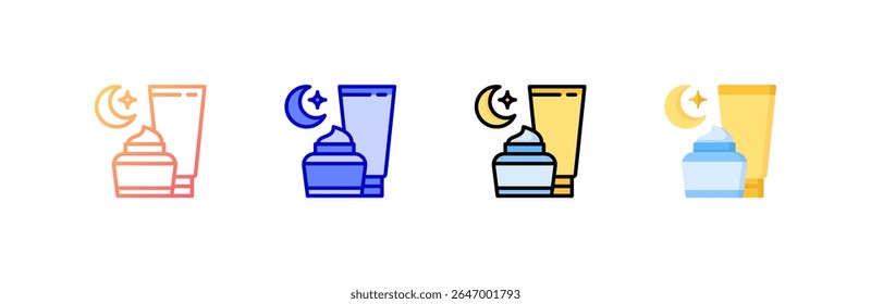 Conjunto de iconos de crema nocturna colección de estilo múltiple