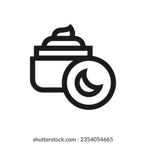 Vector de icono de crema nocturna. Signo de estilo lineal para concepto móvil y diseño web. Ilustración del símbolo de la crema nocturna. Gráficos vectoriales de píxeles - Vector.