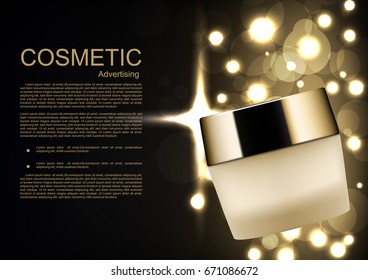 Night cream with shining light and light bubbles