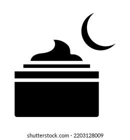 Night cream solid icon. Daily skincare routine. Beauty Cosmetic and Facial treatment. For presentation, graphic design, mobile application or UI. Vector Illustration.