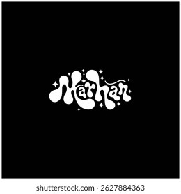 Logotipo creativo de la marca de la noche en blanco sobre negro con letras artísticas