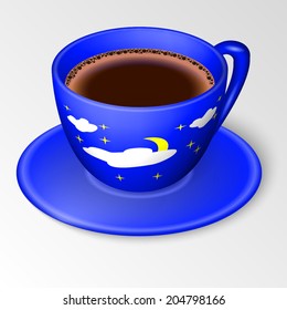 night cup of cofee isolated on white background