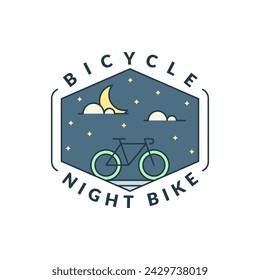 night cycling monoline or line art style vector illustration, design can be for t shirts, sticker, printing needs