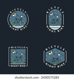 night cycling monoline or line art style vector illustration, design can be for t shirts, sticker, printing needs