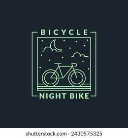 night cycling monoline or line art style vector illustration, design can be for t shirts, sticker, printing needs