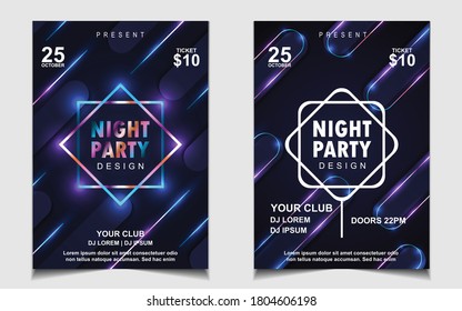 Électros de soirée, soirée de danse et motif de couverture de musique, arrière-plan modèle avec élégante couleur néon de style. Image vectorielle de style clair et coloré pour la discothèque de concert, la fête du club, l'invitation pour le prospectus, l'affiche du festival