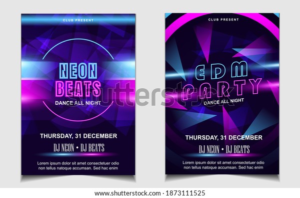 Night dance party electro music poster layout design\
template background with dynamic gradient style. Colorful style\
vector for concert disco, club party, event flyer invitation, cover\
festival 
