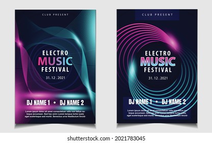 Night dance party music layout cover design template background with colorful dark blue glitters style. Light electro vector for music event concert disco, club invitation, festival poster, flyer
