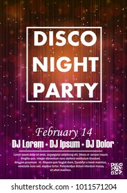 Night dance party music night poster template. Electro style concert disco club party event flyer invitation.