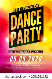 Night dance party music night poster template. Electro style concert disco club party event flyer invitation.