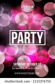 Night dance party music poster template. Electro style concert disco club party event flyer invitation.