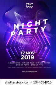 Night dance party music night poster template