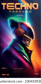 Night dance party music night poster template. Electro style concert disco club party event flyer invitation. techno poster 