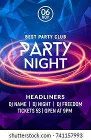 Night dance party music night poster template. Electro style concert disco club party event flyer invitation. - Shutterstock ID 741157993