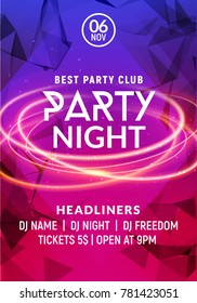 Night Dance Party Music Night Poster Template. Electro Style Concert Disco Club Party Event Flyer Invitation.