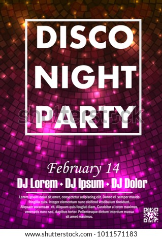 Night dance party music night poster template. Electro style concert disco club party event flyer invitation.