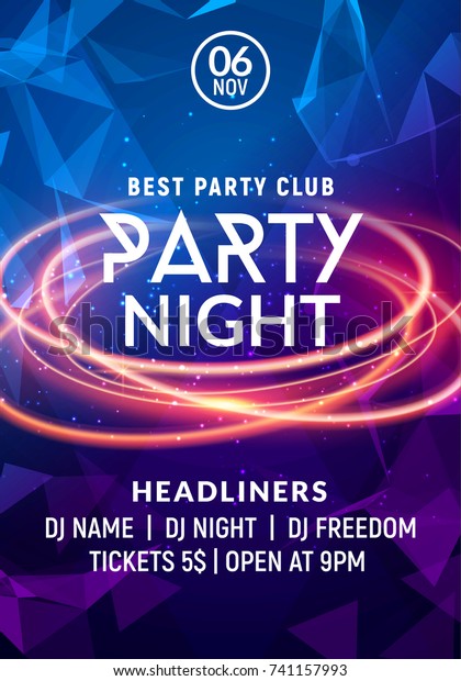 Night dance
party music night poster template. Electro style concert disco club
party event flyer
invitation.