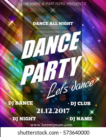 Night Dance Party Poster Background Template. Festival Vector mockup. DJ poster design. DJ background. Vector illustration