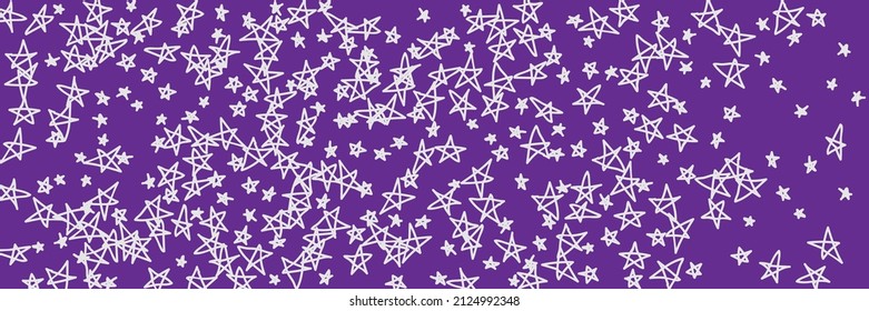 Night Dark Chaotic Sky Purple Vivid Kids Handdrawn Stars. Simple Vibrant Violet White Calm Naive Pastel Handdrawn Illustration. Light Lavender Stars Childish Grey Bright Art Pastel Stars Wallpaper.