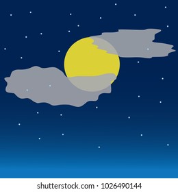 Night dark moon in a cloudy sky
