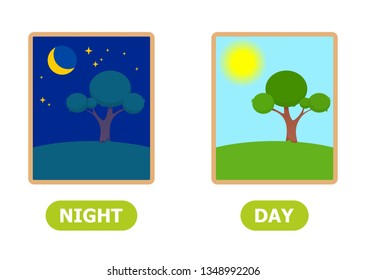 Night Day Illustration Vocabulary English Opposite Stock Vector ...