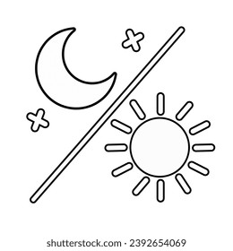 Nachttags Sonne Symbol flach Stil. Sonnenschutzschild am Abend. Vektorgrafik.