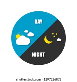Night or day with sun and moon in flat style, vector