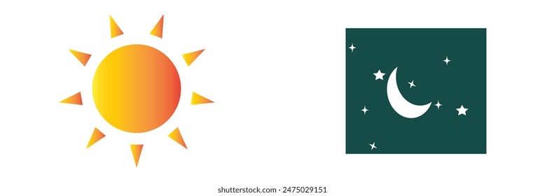 night with day time icon, moon and sun, solstice, thin line web symbol on white background design eps 10