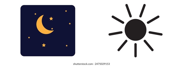 night with day time icon, moon and sun, solstice, thin line web symbol on white background design eps 10