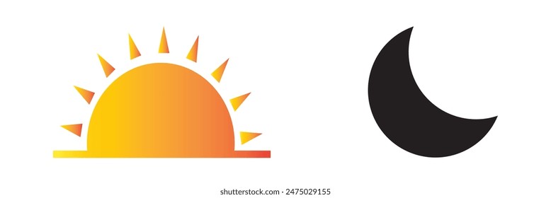 night with day time icon, moon and sun, solstice, thin line web symbol on white background design eps 10