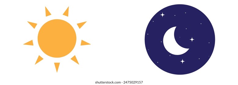 night with day time icon, moon and sun, solstice, thin line web symbol on white background design eps 10