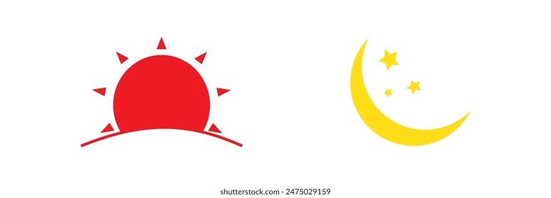 night with day time icon, moon and sun, solstice, thin line web symbol on white background design eps 10