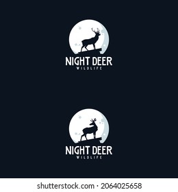 Night Deer with Moon symbol logo design