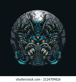 night demon vector illustration. can be used as a t-shirt design, print posters, mascots, etc