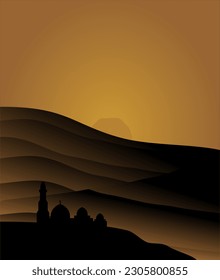 Night desert Eid Al Adha card background
