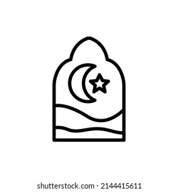 Night in the desert line color icon. Isolated vector element. Outline pictogram for web page, mobile app, promo