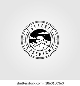 night desert logo line art vector illustration design