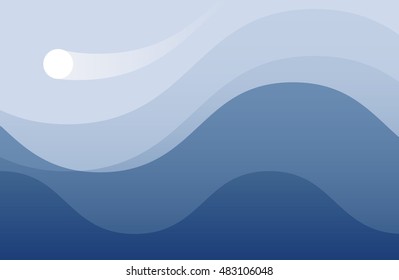 Night in desert vector illustration.Oriental Landscape.